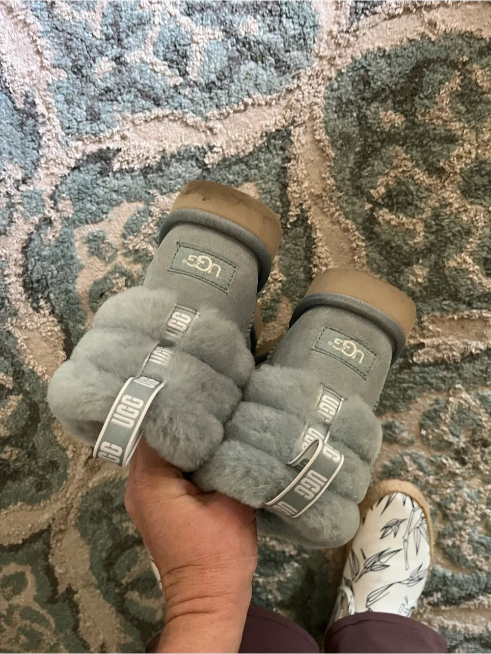 UGG Light Gray Short Shearling Boots